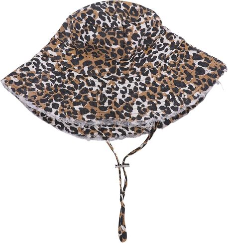 Women Fashion Leopard Print Bucket Hat Sun Hat Tassel Edge Fisherman Cap in Saudi Arabia