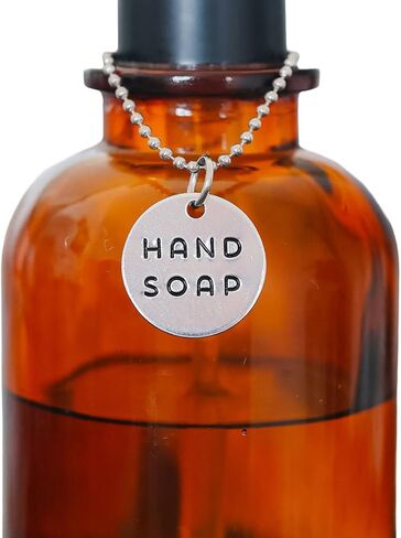 2 Piece Soap Dispenser Labels - Hand & Dish Soap Bottle Tag Set - Hand-Stamped Brass or Aluminum - Guest Bathroom & Kitchen Organization - Silver or Gold Color (Silver (Aluminum)) in Kuwait