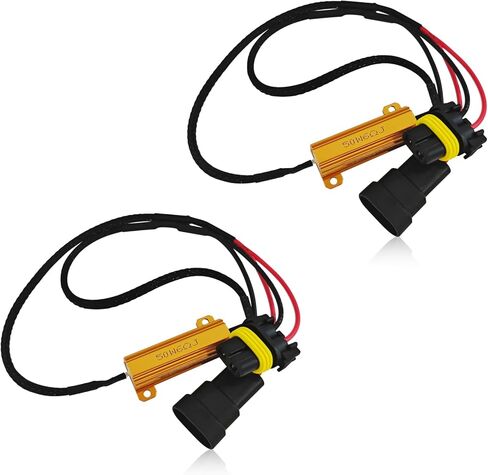 2 PCS Car LED Light Bulb Decoder, 9005/9006 50W LED Load Resistor Kit, Anti Flicker Error Decoder, Warning Canceller Relay Harness Adapter, Universal for Most Cars Headlight Fog Light Bulbs in Saudi Arabia