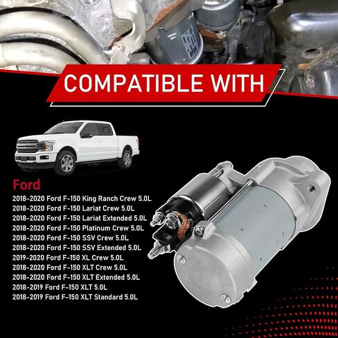 New Starter Motor Compatible with 2018-2020 Ford F-150 V8 5.0L Replaces JL3Z-11002-A 438000-3950 JL3Z-11002-AB TN438000-3950 34031 in Kuwait