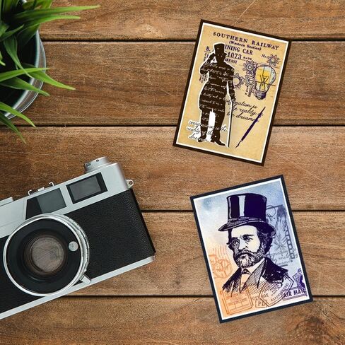 GLOBLELAND 3 Sheets Vintage Background Texture Clear Stamp for Scrapbooking Typewriter Telephone Silicone Stamps Gentleman Owl Transparent Stamp Set for Card Making DIY Embossing Journaling in Saudi Arabia