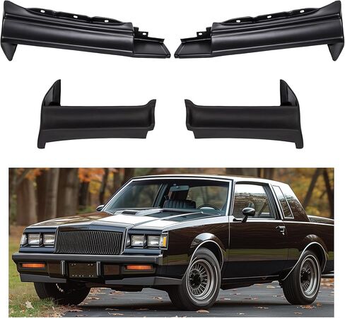 Front Bumper Fillers Set Compatible with 1981-1987 Buick Regal 2 Door, Grand National, T-Type-Regal Replace for GM1088107 GM1089109 Plastic(ABS) Painted Black 4Pcs in Saudi Arabia