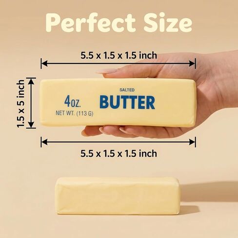 Winb Butter Squeeze Toy 2 pcs, Slow Rising Stress Relief Fidget, Realistic Salted Butter Stick Design, Light Yellow, Polyurethane Foam (2) in Saudi Arabia