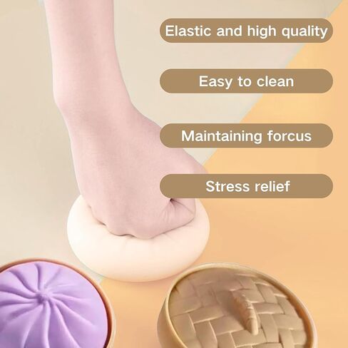 Dumpling Stress Ball, Squishy Dumpling Stress Relief Fidget Sensory Toy, Steamed Stuffed Bun Stretchy Desk Toy, Easter Basket Stuffers, Sensory Stress Relief Squeeze Hand Toy for All (Purple) in Saudi Arabia
