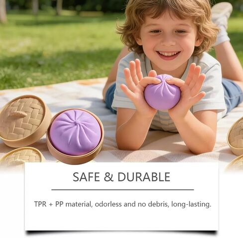 Dumpling Stress Ball, Squishy Dumpling Stress Relief Fidget Sensory Toy, Steamed Stuffed Bun Stretchy Desk Toy, Easter Basket Stuffers, Sensory Stress Relief Squeeze Hand Toy for All (Purple) in Saudi Arabia