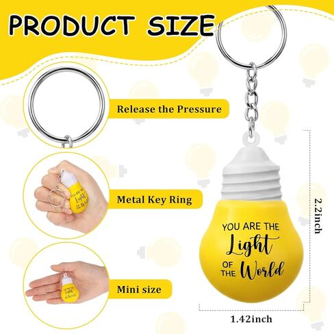 Kenning 30 Pcs VBS 2026 Gifts Vacation Bible School Christian Gifts Lightbulb Shaped Stress Balls Keychains Squeeze Yellow Toys Relief Keychains for Vocation Bible School Christian Camp Supplies in Kuwait