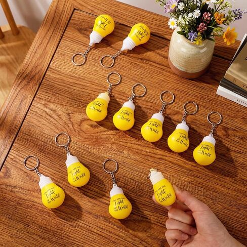 Kenning 30 Pcs VBS 2026 Gifts Vacation Bible School Christian Gifts Lightbulb Shaped Stress Balls Keychains Squeeze Yellow Toys Relief Keychains for Vocation Bible School Christian Camp Supplies in Kuwait