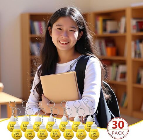 Kenning 30 Pcs VBS 2026 Gifts Vacation Bible School Christian Gifts Lightbulb Shaped Stress Balls Keychains Squeeze Yellow Toys Relief Keychains for Vocation Bible School Christian Camp Supplies in Kuwait