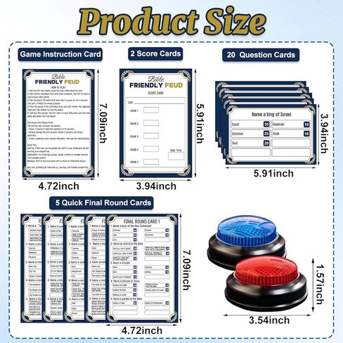 Christian Bible Family Feud Game with 2 Buzzers, Religious Trivia Quiz Card Game for Church Groups, Easter Parties, Team Building and Family Game Night in Saudi Arabia
