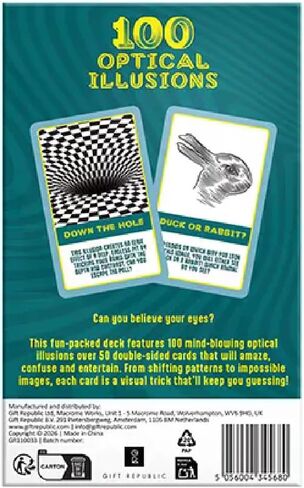 Gift Republic 100 Optical Illusion Mind-Bending Double-Sided Card, Multicolor, Pack of 50 in Kuwait