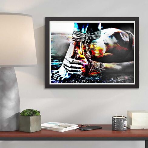 Diamond Art Painting Sexy Woman with Bound Hands and Feet Modern Black and White Kit for Adults by Number Kits Gem Art Wall Home Decor(17.8 x11.8inch) in Kuwait
