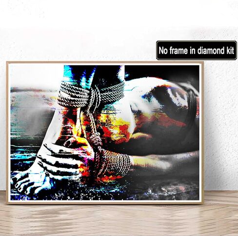 Diamond Art Painting Sexy Woman with Bound Hands and Feet Modern Black and White Kit for Adults by Number Kits Gem Art Wall Home Decor(17.8 x11.8inch) in Kuwait