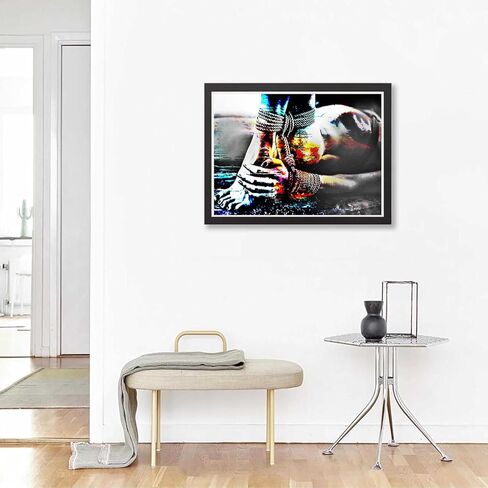 Diamond Art Painting Sexy Woman with Bound Hands and Feet Modern Black and White Kit for Adults by Number Kits Gem Art Wall Home Decor(17.8 x11.8inch) in Kuwait