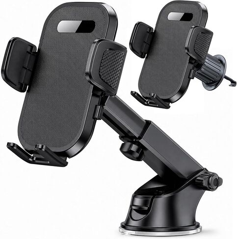 Car Phone Holder Phone Mount for Car Windshield Dashboard Air Vent Universal Hands Free Automobile Cell Phone Holder Fit for iPhone Samsung Moto Smartphone (Black) in Kuwait