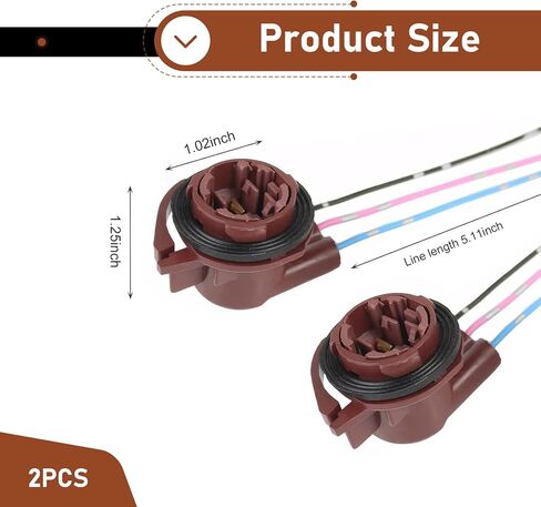 2 PCS 3157 Car Bulb Sockets, Turn Signal & Tail Light & Brake Light Connector Pigtail, Waterproof Insulation Female Adapter, Pre-wired Replacement for 3157 3155 3357 Bulb (Brown) in Saudi Arabia