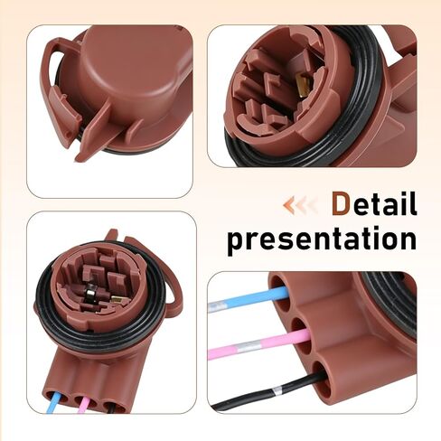 2 PCS 3157 Car Bulb Sockets, Turn Signal & Tail Light & Brake Light Connector Pigtail, Waterproof Insulation Female Adapter, Pre-wired Replacement for 3157 3155 3357 Bulb (Brown) in Saudi Arabia