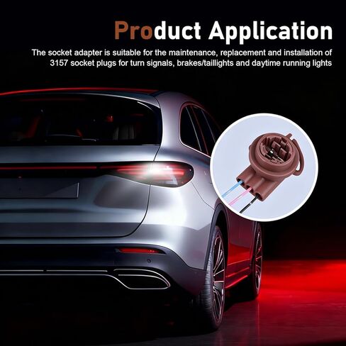 2 PCS 3157 Car Bulb Sockets, Turn Signal & Tail Light & Brake Light Connector Pigtail, Waterproof Insulation Female Adapter, Pre-wired Replacement for 3157 3155 3357 Bulb (Brown) in Saudi Arabia