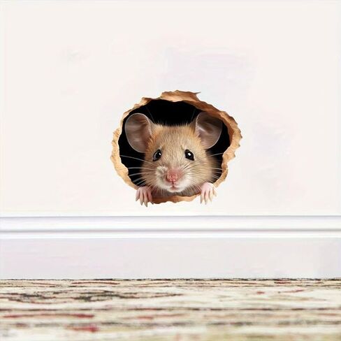 3D Field Mouse Hole Sticker 2-Pack Waterproof Vinyl for Car Laptop Window Suitcase Wall Base Furniture Cute Decoration in Children's Room PDLS-1 in Saudi Arabia