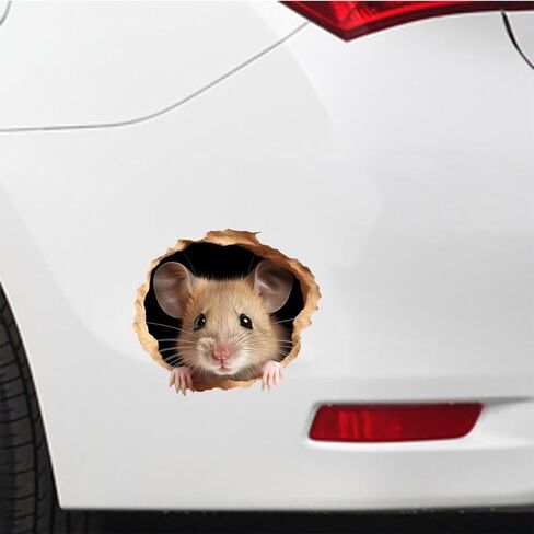 3D Field Mouse Hole Sticker 2-Pack Waterproof Vinyl for Car Laptop Window Suitcase Wall Base Furniture Cute Decoration in Children's Room PDLS-1 in Saudi Arabia