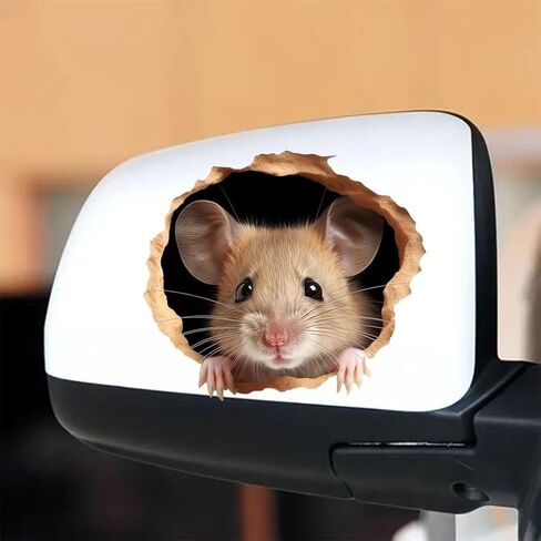 3D Field Mouse Hole Sticker 2-Pack Waterproof Vinyl for Car Laptop Window Suitcase Wall Base Furniture Cute Decoration in Children's Room PDLS-1 in Saudi Arabia