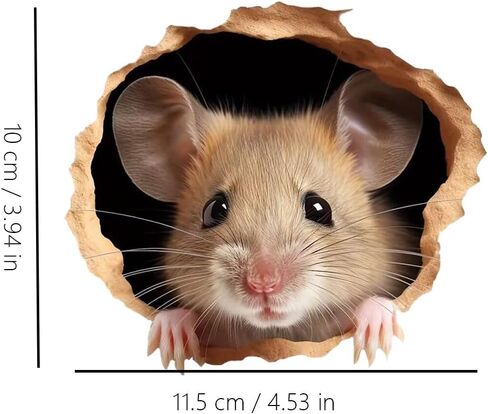 3D Field Mouse Hole Sticker 2-Pack Waterproof Vinyl for Car Laptop Window Suitcase Wall Base Furniture Cute Decoration in Children's Room PDLS-1 in Saudi Arabia