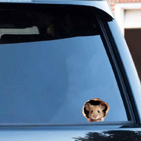 3D Field Mouse Hole Sticker 2-Pack Waterproof Vinyl for Car Laptop Window Suitcase Wall Base Furniture Cute Decoration in Children's Room PDLS-1 in Saudi Arabia