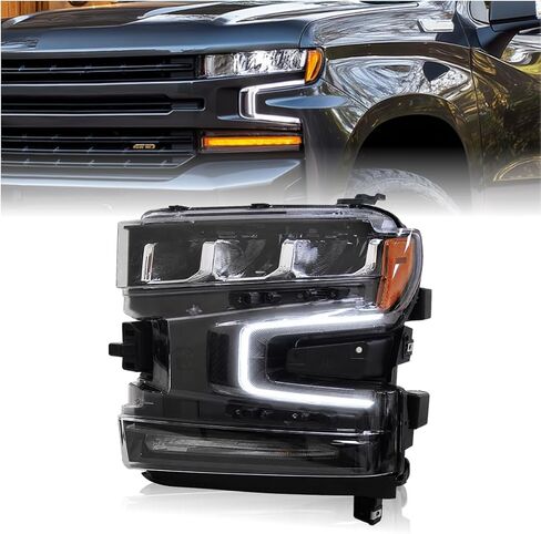STARCLUSTER Headlight Assembly for 2019-2021 Chevrolet Silverado 1500, Driver Side(Left), Fit Factory LED Models Only, Replacement 84989874 GM2502497 Headlamp in Saudi Arabia