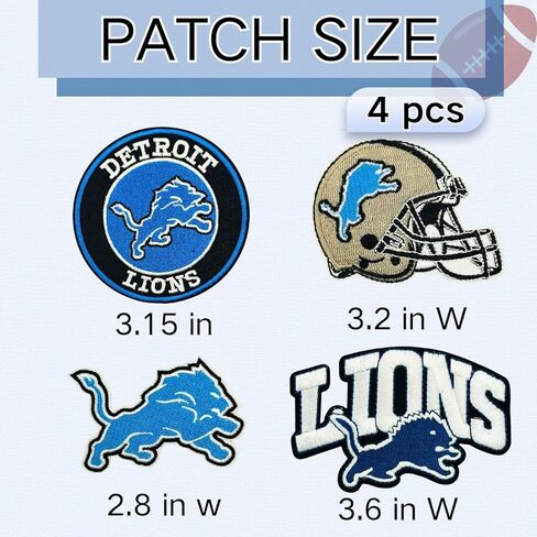 4 Pcs Cool Rugby Sports Embroidery Patches Football Fans Embroidered Badges Team Logo Patch for Sew On/Iron On Fabric Stickers Applique for Clothes, Backpacks,Hat,Jeans,Sportswear,Blue Lions in Saudi Arabia