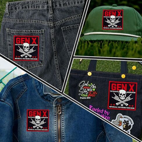 Badass Generation Gen X Patch 3 Inch Funny Skull Rock Hand Retro Quote Embroidered Patches Sew On Iron On for Backpack, Jacket, Hat DIY Clothes Gift in Kuwait
