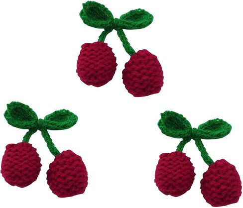 XGNG 10PCS Yarn Cherry Ornament Applique Patch for Luggage Hat Shoes Headwear Hair Clip Corsages DIY Decorations in Kuwait