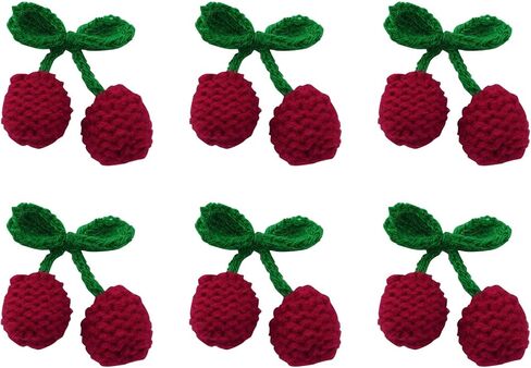 XGNG 10PCS Yarn Cherry Ornament Applique Patch for Luggage Hat Shoes Headwear Hair Clip Corsages DIY Decorations in Kuwait