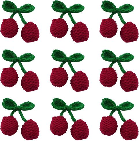 XGNG 10PCS Yarn Cherry Ornament Applique Patch for Luggage Hat Shoes Headwear Hair Clip Corsages DIY Decorations in Kuwait
