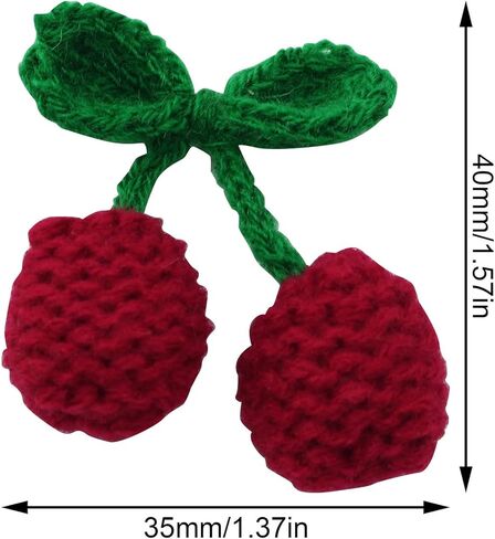 XGNG 10PCS Yarn Cherry Ornament Applique Patch for Luggage Hat Shoes Headwear Hair Clip Corsages DIY Decorations in Kuwait