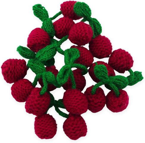 XGNG 10PCS Yarn Cherry Ornament Applique Patch for Luggage Hat Shoes Headwear Hair Clip Corsages DIY Decorations in Kuwait