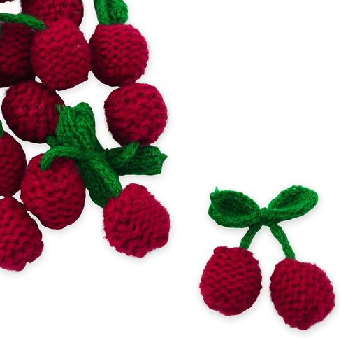 XGNG 10PCS Yarn Cherry Ornament Applique Patch for Luggage Hat Shoes Headwear Hair Clip Corsages DIY Decorations in Kuwait