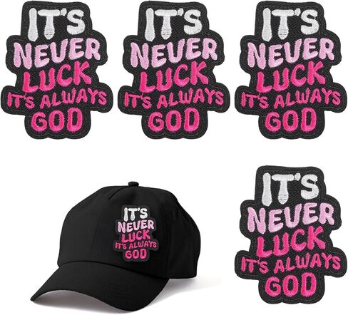 4PCS Iron on Patches for Hats,Embroidered Patches Iron on,Its Never Luck Its Always God,Fabric Patch for Clothing,Backpack,Hat in Saudi Arabia
