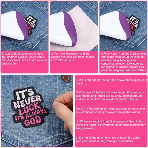 4PCS Iron on Patches for Hats,Embroidered Patches Iron on,Its Never Luck Its Always God,Fabric Patch for Clothing,Backpack,Hat in Saudi Arabia