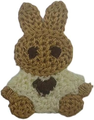 Crochet Bunny Embroidered Iron On Patch, Cute Brown Rabbit Applique, Knitted Style Sew On Patch for Baby Clothes Kids Jackets Backpacks Hats in Kuwait