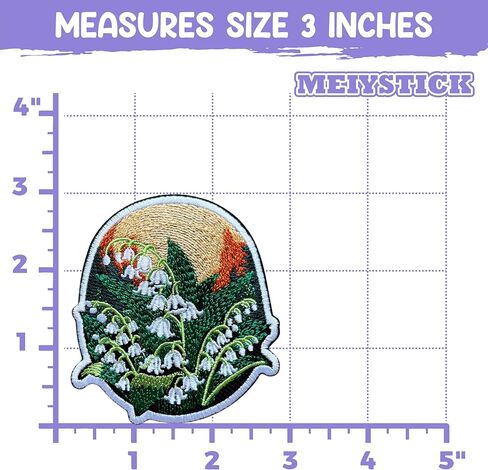 Lily of The Valley Flower Embroidery Patch for Clothes Backpacks Hats Jeans Bags, Coquette Floral Size 3" Iron Patch or Sew On Patches, Applique Embroidery Patches, Gift for Flower Lovers in Kuwait