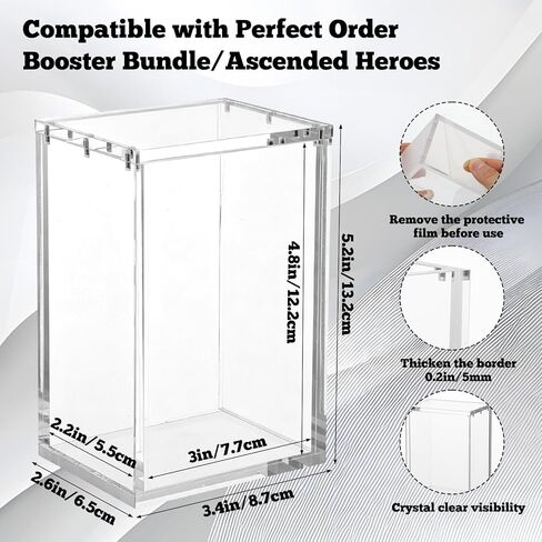 Rainmae Acrylic Display Case for Perfect Order Booster Bundle/Ascended Heroes Boxes,(NOT fit Older Booster) Protectors with Magnetic Lid 6+5mm Dustproof Storage Case Compatible with Chaos Rising Box in Kuwait