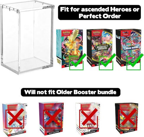 Rainmae Acrylic Display Case for Perfect Order Booster Bundle/Ascended Heroes Boxes,(NOT fit Older Booster) Protectors with Magnetic Lid 6+5mm Dustproof Storage Case Compatible with Chaos Rising Box in Kuwait