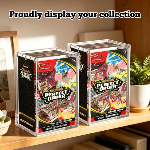 Rainmae Acrylic Display Case for Perfect Order Booster Bundle/Ascended Heroes Boxes,(NOT fit Older Booster) Protectors with Magnetic Lid 6+5mm Dustproof Storage Case Compatible with Chaos Rising Box in Kuwait