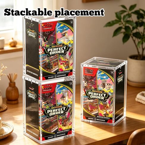 Rainmae Acrylic Display Case for Perfect Order Booster Bundle/Ascended Heroes Boxes,(NOT fit Older Booster) Protectors with Magnetic Lid 6+5mm Dustproof Storage Case Compatible with Chaos Rising Box in Kuwait