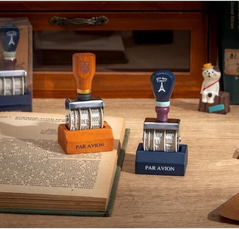 1pc Roller Date Stamp, Retro Small Date Stamper, with Wooden Handle & Base, for DIY Craft Card Making Planner Scrapbooking in Kuwait