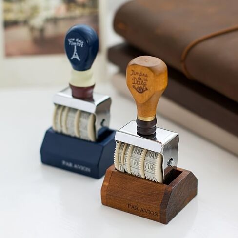 1pc Roller Date Stamp, Retro Small Date Stamper, with Wooden Handle & Base, for DIY Craft Card Making Planner Scrapbooking in Kuwait