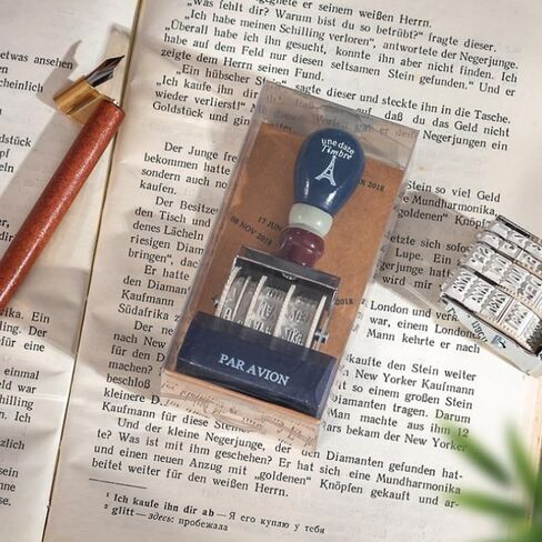 1pc Roller Date Stamp, Retro Small Date Stamper, with Wooden Handle & Base, for DIY Craft Card Making Planner Scrapbooking in Kuwait