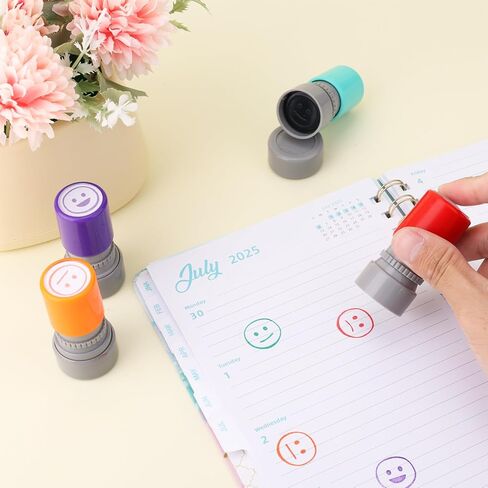 4pcs Teacher Stamps, 4 Vibrant Colors Mood Stamp for Grading Interactive Emotional Expression Tool School Classroom Office Stationery Supplies for Journal Scrapbook in Kuwait