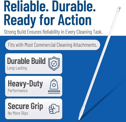 SPARTA 41226EC02 Fiberglass Broom Handle, Mop Handle, Replacement Handle With Acme Threaded Tip For Commercial Cleaning, 72 Inches, White, (Pack of 12) in Saudi Arabia