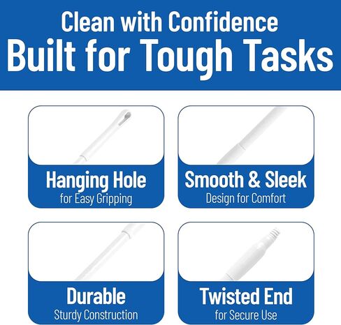 SPARTA 41226EC02 Fiberglass Broom Handle, Mop Handle, Replacement Handle With Acme Threaded Tip For Commercial Cleaning, 72 Inches, White, (Pack of 12) in Saudi Arabia