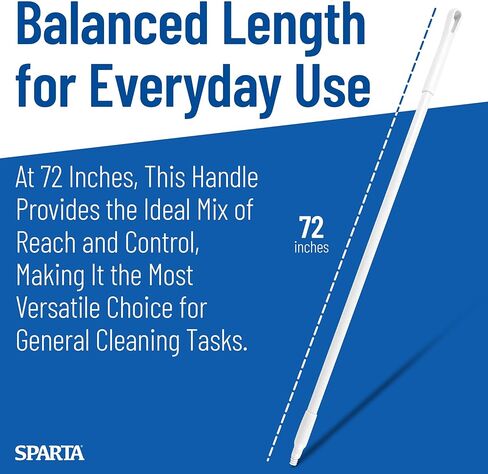 SPARTA 41226EC02 Fiberglass Broom Handle, Mop Handle, Replacement Handle With Acme Threaded Tip For Commercial Cleaning, 72 Inches, White, (Pack of 12) in Saudi Arabia